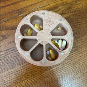 Wooden Pill Organizer with Compartments
